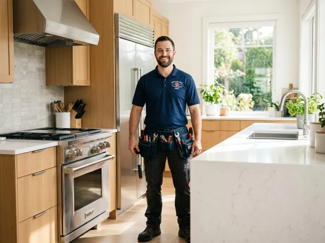 Appliance Repair Hero technician in a Aylett, VA kitchen after an appliance repair